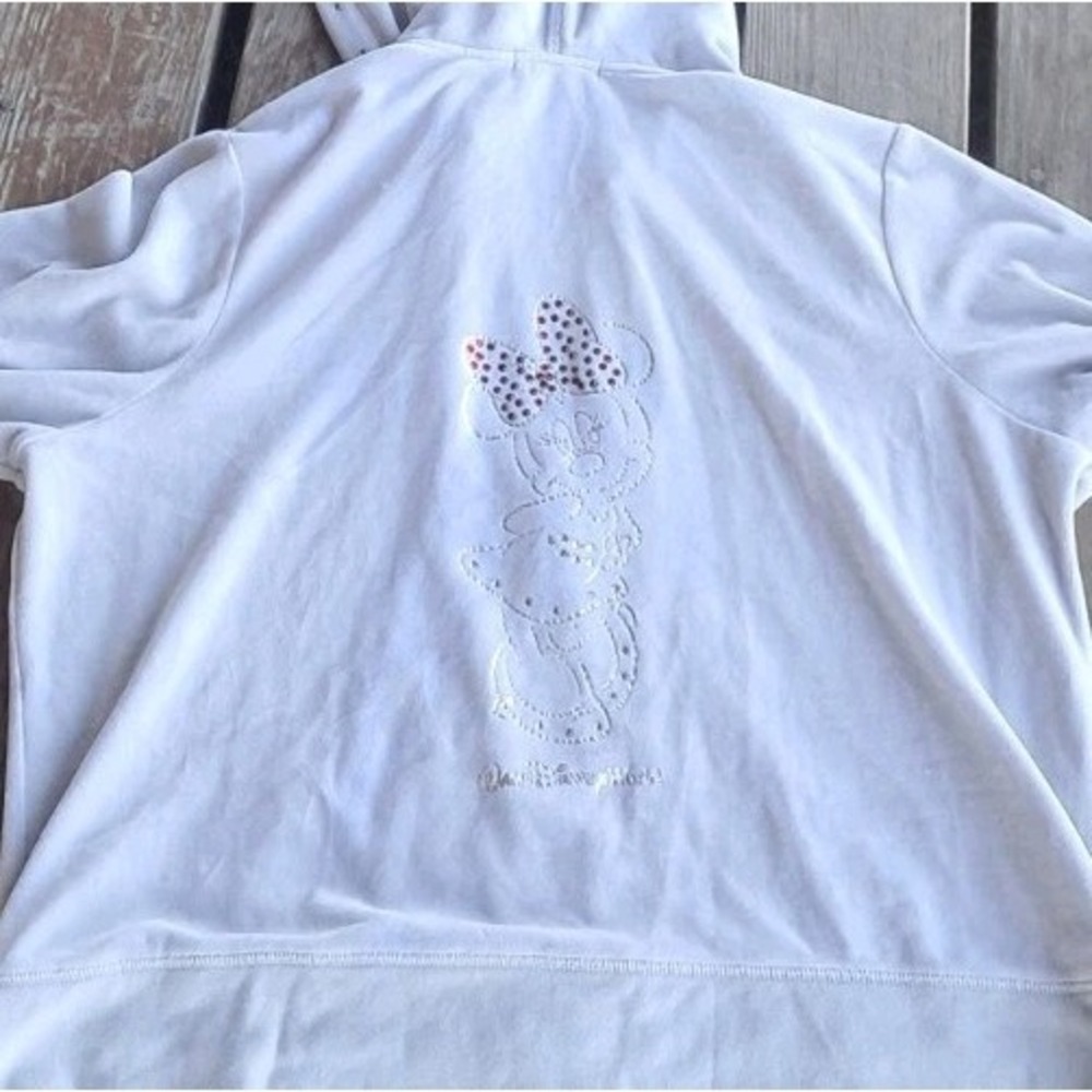Disney Parks Minnie Mouse Zip Up Hoodie Jacket Light Gray Size 1x J7 Bling